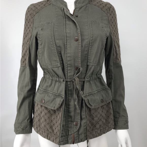 Eyelet Lace Accent Comfy Utility Jacket - Picture 3 of 16